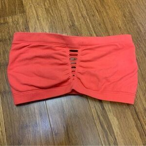 Guess Los Angeles Coral Pink Strapless Bandeau Cutout Ladder Top Size XS/S